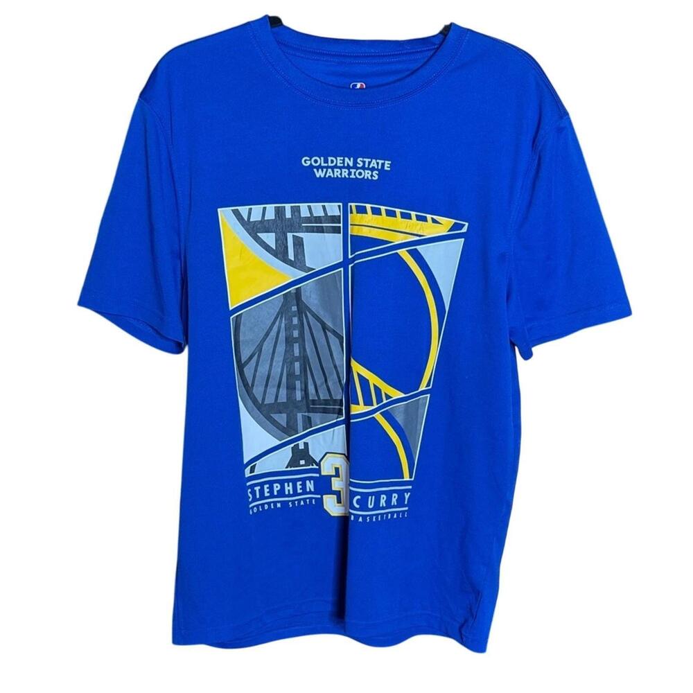 Nba Golden State Warriors Stephen Curry 30 Logo Blue T-Shirt Medium